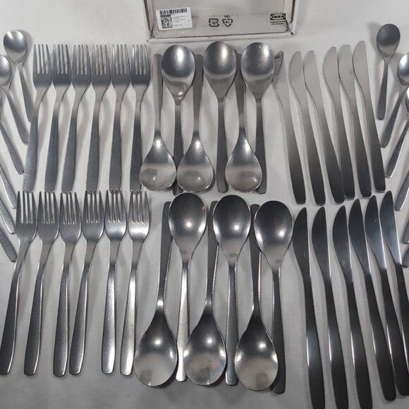 IKEA Tillagd 48 Pc Flatware Set Lot Silver Dragon Probyn Stainless 904.075.52 - Picture 4 of 16